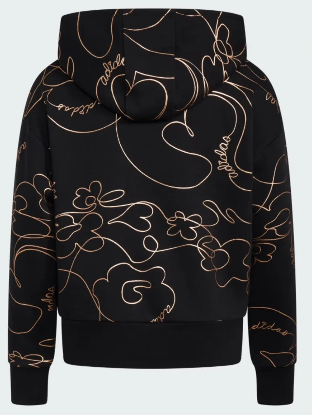 Adidas Script Black Metallic Sweatshirt Hoodie Size L - Picture 2 of 11